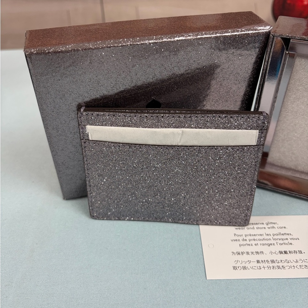 Kate Spade Silver Glitter Card Case - Picture 4 of 5